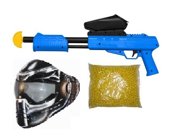 Kids Markierer Blaster / Shotgun cal. 50, inkl. Loader, Maske & 500 Paintballs - BLUE - Kostenloser Versand*